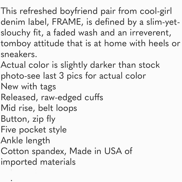 Frame Denim Woman's Le Boy Wide Release - Picture 9 of 9